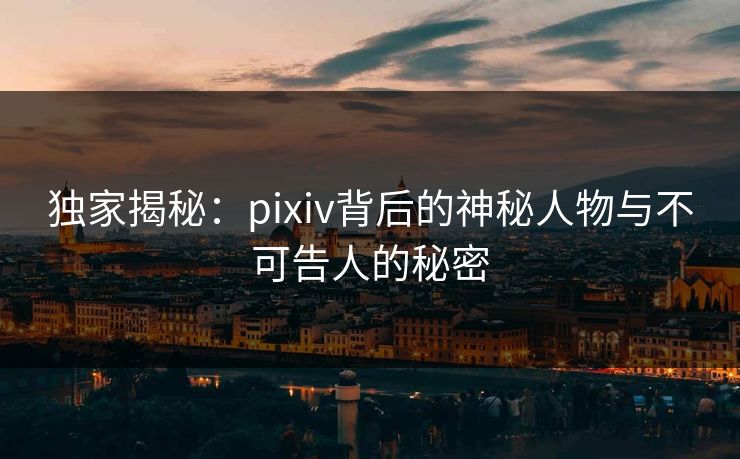 独家揭秘：pixiv背后的神秘人物与不可告人的秘密