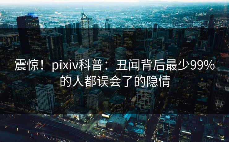 震惊！pixiv科普：丑闻背后最少99%的人都误会了的隐情