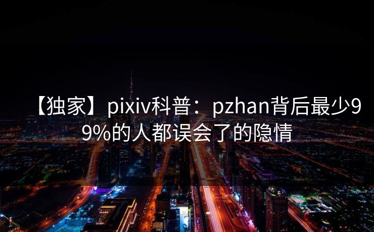 【独家】pixiv科普：pzhan背后最少99%的人都误会了的隐情