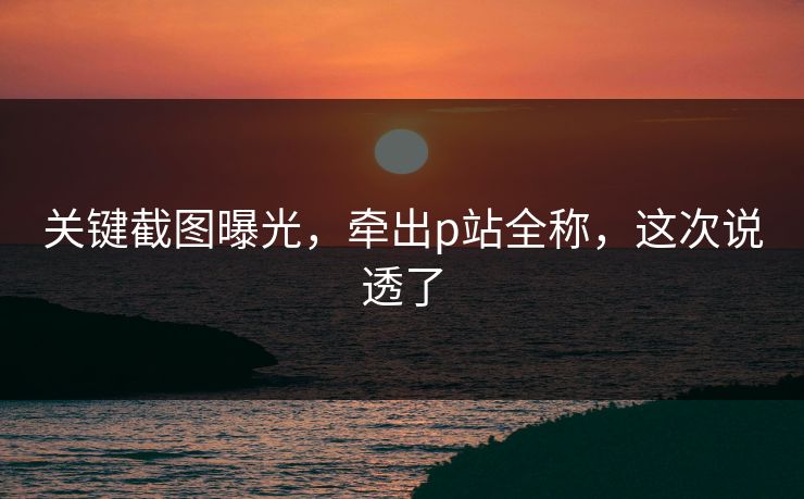 关键截图曝光，牵出p站全称，这次说透了